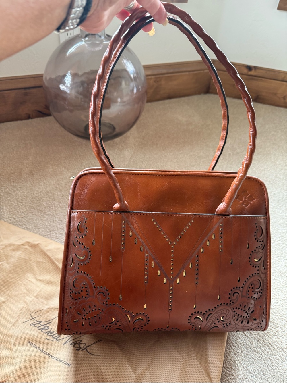NEW Patricia Nash Leather Shoulder Bag w/Lazer Cut Design